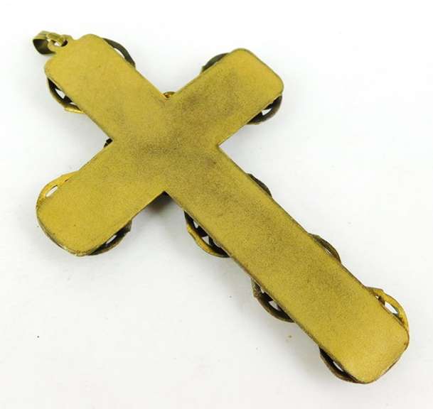 Ornate Vintage Large Brass Filigree Cross