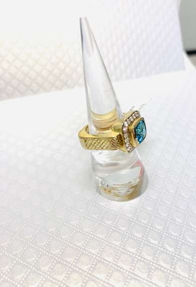 Bold Vintage Designer Ring Genuine BT with white Sapphire
