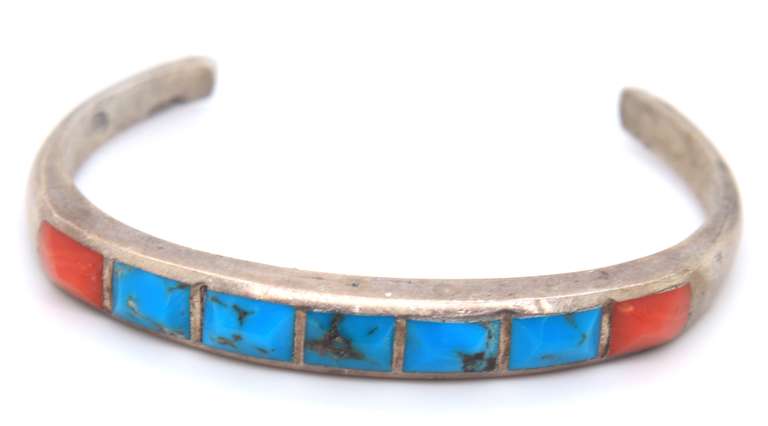Vintage Sterling Silver Turquoise Cuff Bangle