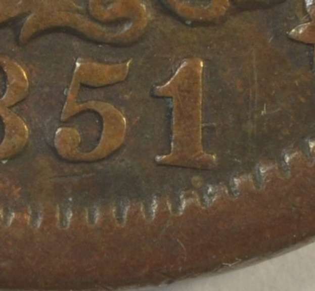 Very Scarce 1851/81 Braided Hair Large Cent in VF