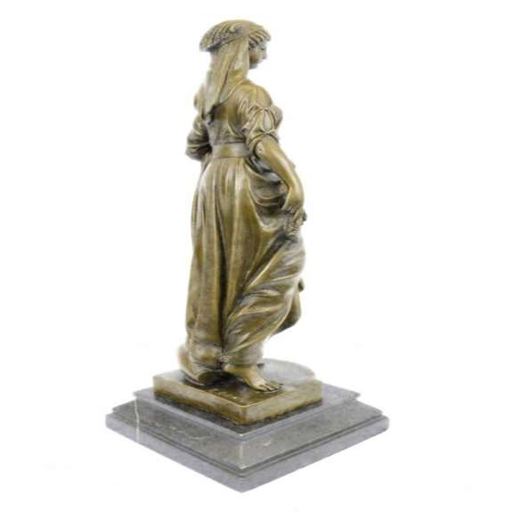 Young Woman with a Bundle of Wheat Bronze Sculpture