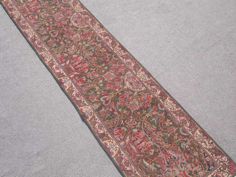 Handmade Wool/Silk Tabriz Design 2.3x10.0