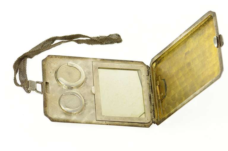 Sterling Silver Victorian Monogrammable Pinstriped Compact Fine Silver