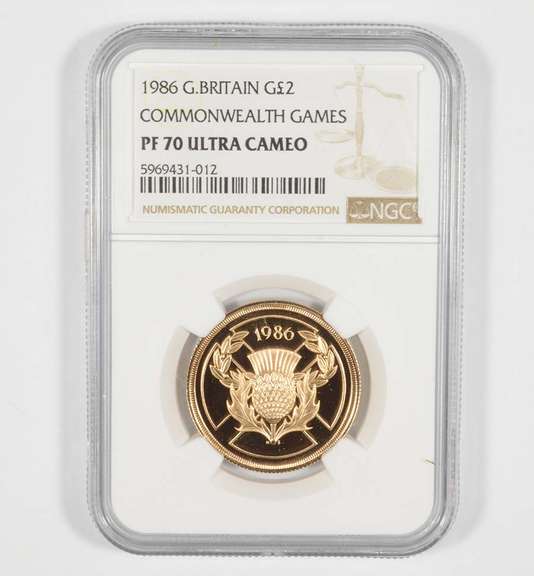 PF70 UCAM 1986 Great Britain 2 Gold Pounds Commonwealth Games NGC