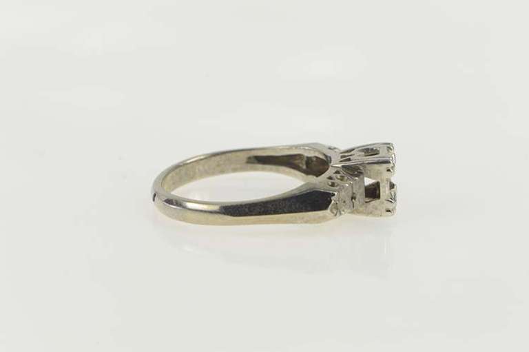 14K White Gold Vintage NOS 1950s 2.75mm Engagement Setting Ring