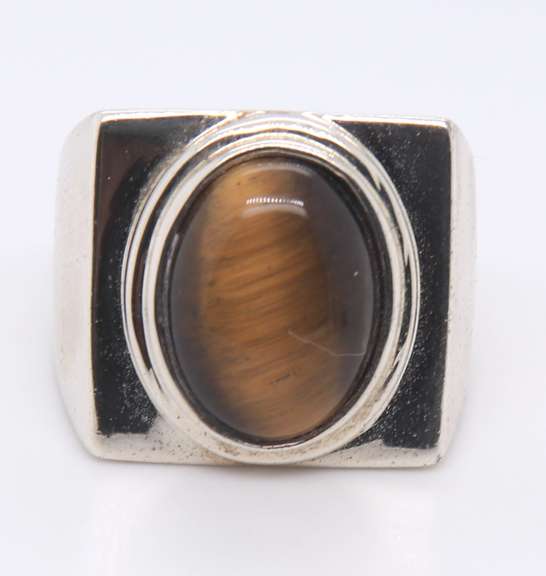 Sterling Silver Signed Tiger Eye Ring