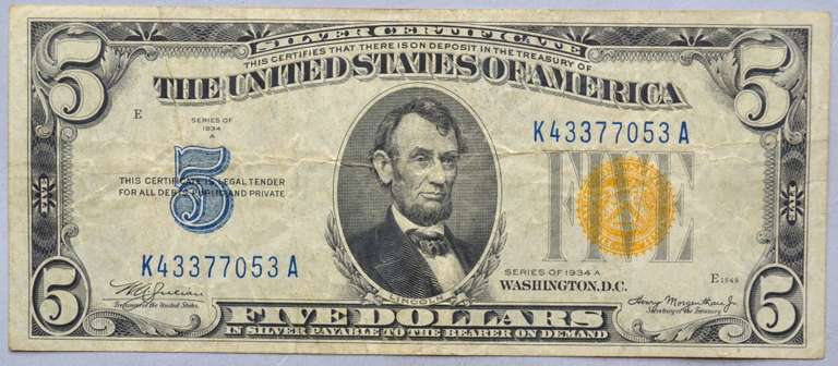 $ 5 1935 A North Africa Emergency Issue Silver Certificate