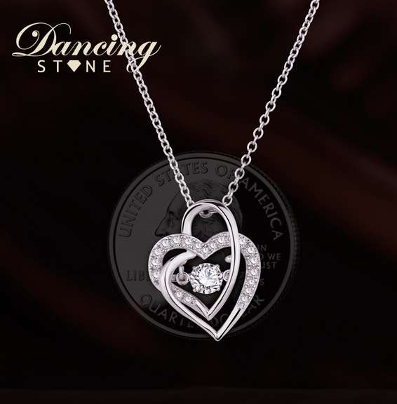 Double heart Dancing Stone Pendant