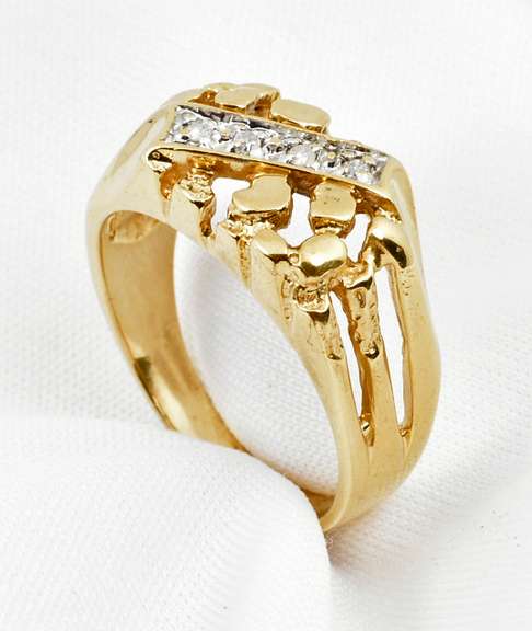 Classic Man's Nugget Ring with Diamonds
