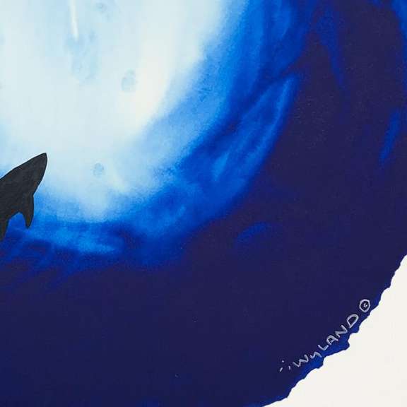 Wyland, "Deep Sea Shark" Framed, Hand Signed Original Painting with Letter of Authenticity.