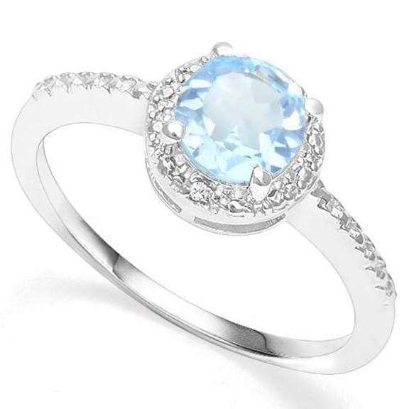 1.56 CT BABY SWISS BLUE TOPAZ & DIAMOND 925 STERLING SILVER COCKTAIL RING