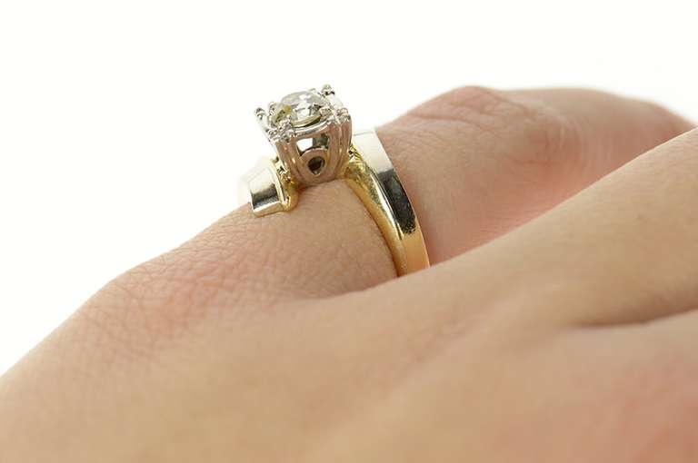 14K Yellow Gold 0.27 Ct 1950's Diamond Bypass Engagement Ring