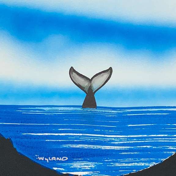 Wyland, "Fluke" Framed, Hand Signed Original Painting with Letter of Authenticity.
