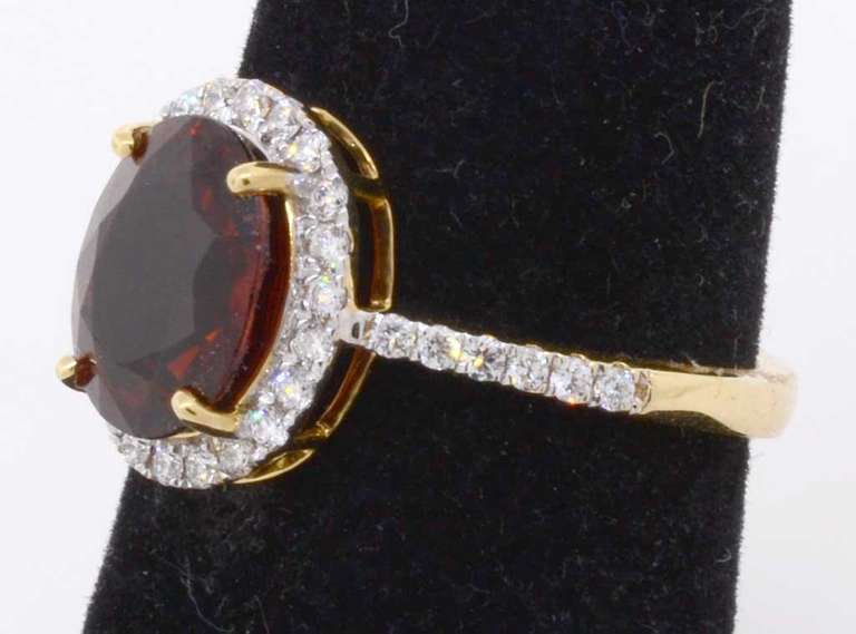Excellent Lady's Diamond & Spessartite Garnet Ring