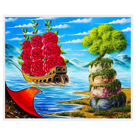 Eugene Poliarush, "Mountains View" Hand Signed Original Painting on Canvas with Letter of Authenticity.