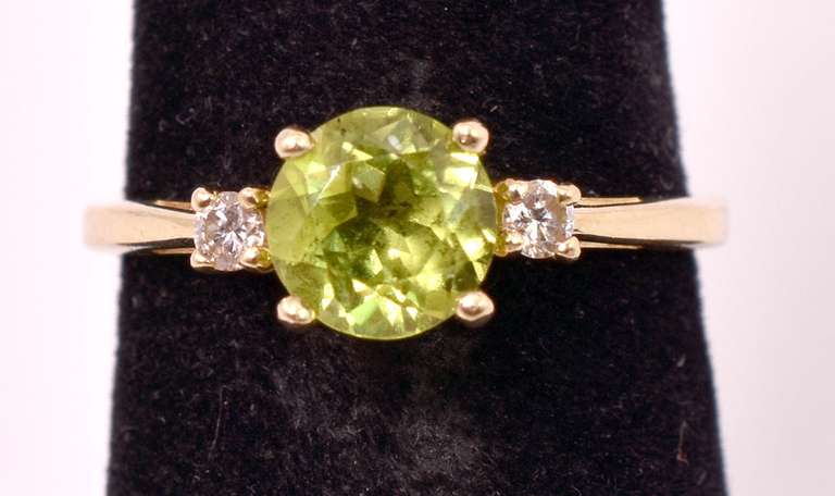 Fabulous Peridot and Diamond Ring in 14K Yellow Gold