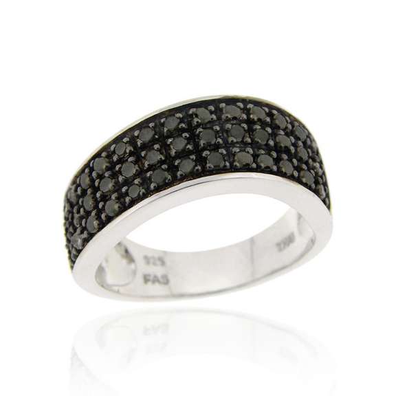 Sterling Silver .45ct TDW Black Diamond Wave Band Ring