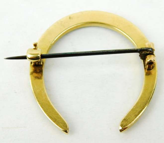 Antique 14K Seed Pearl Horseshoe Brooch