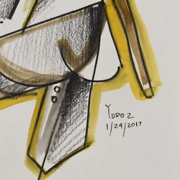 Yuroz, Framed Original Mixed Media Watercolor Painting, Hand Signed with Letter of Authenticity.