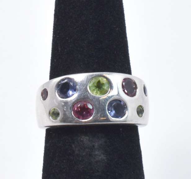 Sterling Silver Ring With Gemstones
