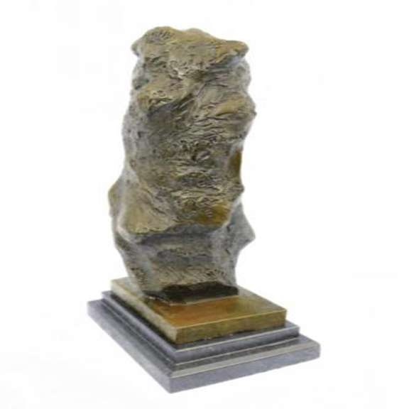 Modern Art Face Carved on Rock Bronze Sculpture