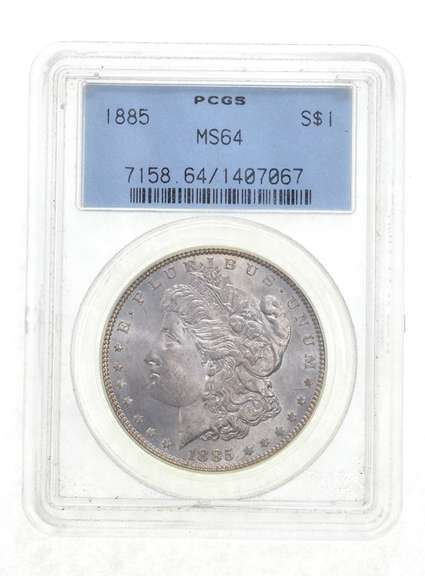 MS64 1885 Morgan Silver Dollar - Graded PCGS Irredescent Tone!