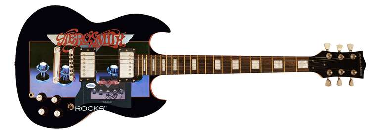 Aerosmith Rocks Steven Tyler Autographed Custom Photo Graphics Guitar ACOA