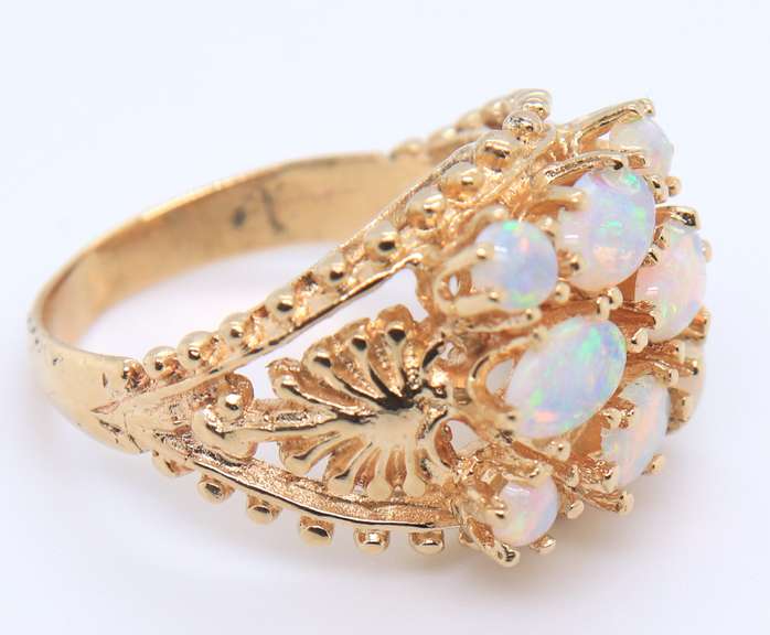Favorite Yellow Gold Opal Cluster Cocktail Ring