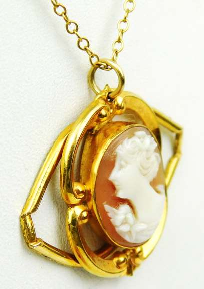 Vintage Gold Filled Carved Shell Cameo Necklace