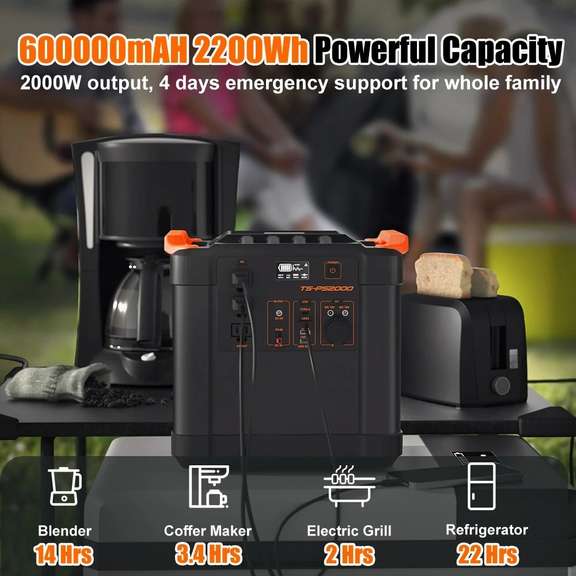 Home Outdoor 2000W Portable Solar Power Generator Emergency Power Station
