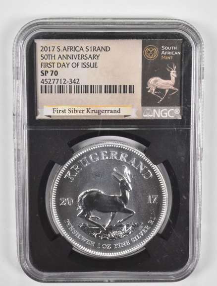 SP70 2017 South Africa 1 Krugerrand 1 Oz .999 Silver 50th Anniv - NGC
