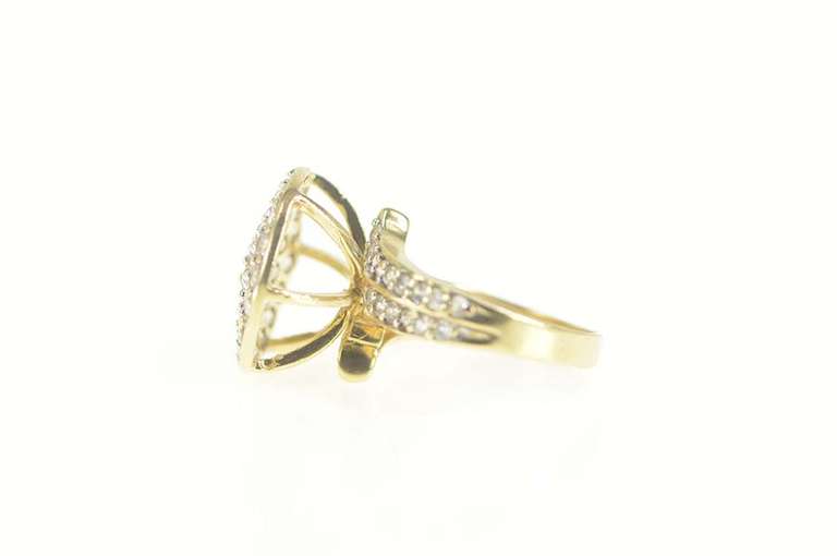 10K Yellow Gold Pave Round Raised Cluster Cocktail CZ Ring
