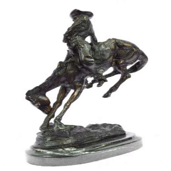 Cowboy on Horse Rodeo Old West Western Bronze Sculpture