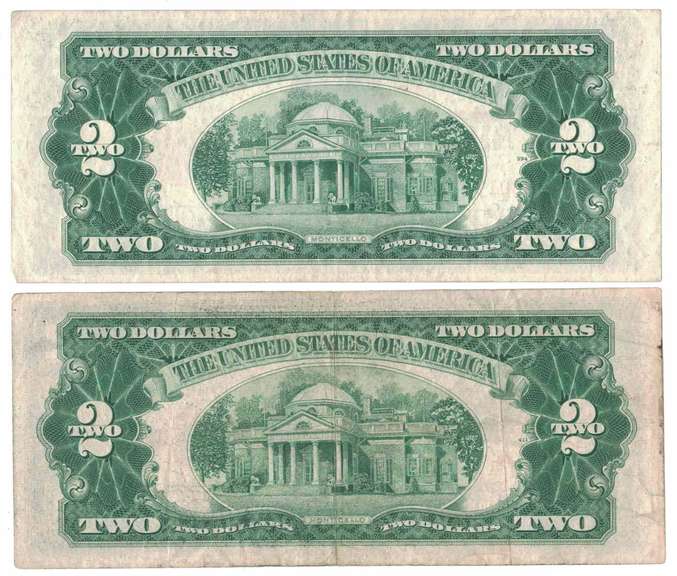 1953-C Red Seal $2 Bill lot of Two(2)