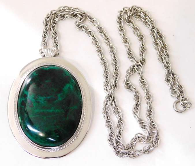 Massive WRE Sterling Chrysocolla Pendant & Long Chain