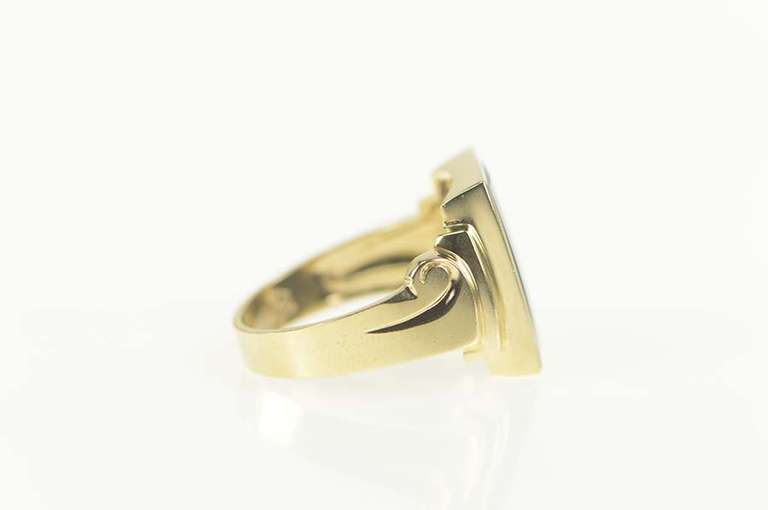 10K Yellow Gold Squared Black Onyx Retro Classic Statement Ring