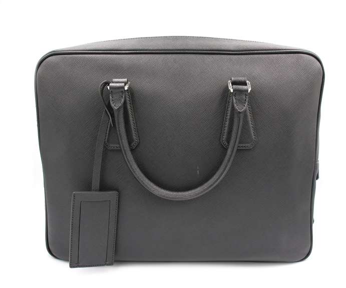 Prada Saffiane Cross-stitched Leather Travel Bag