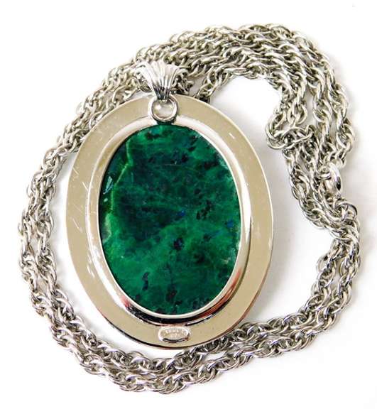 Massive WRE Sterling Chrysocolla Pendant & Long Chain