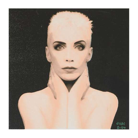 Ringo Daniel Funes (Protege of Andy Warhol's Apprentice, Steve Kaufman), "Annie Lennox" One-of-a-Kind Hand Pulled Silkscreen on Canvas, Hand Signed with Certificate of Authenticity.