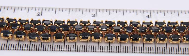 Triple Row Sapphire Sterling Silver Bracelet