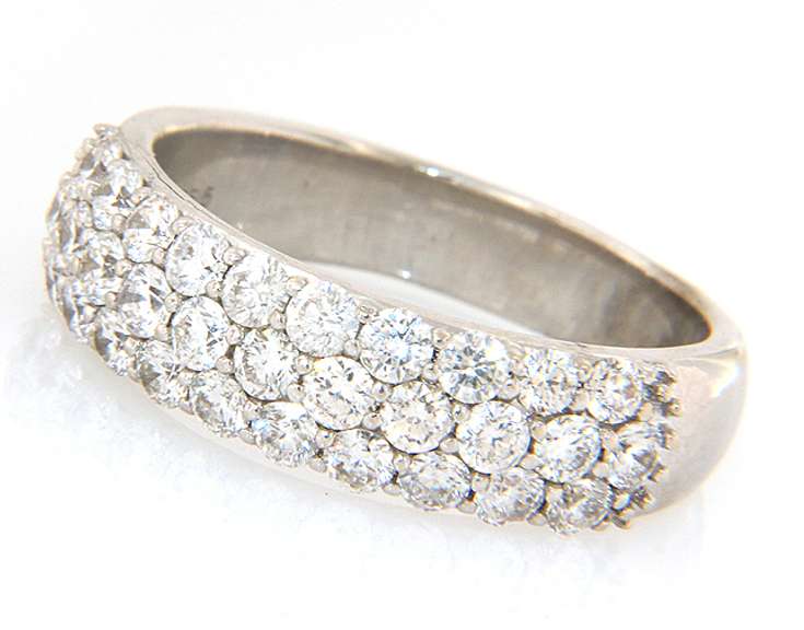 Dazzling White Gold Diamond Triple Row Band