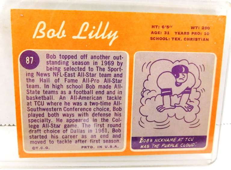 1970 Bob Lilly, Cowboys Football Card