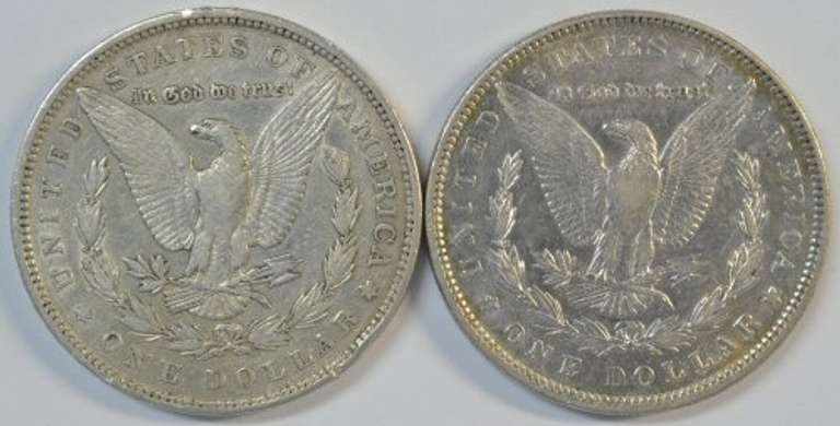 1878-P (Rev '79), & scarce 1892-P Morgan Silver Dollars. Nice