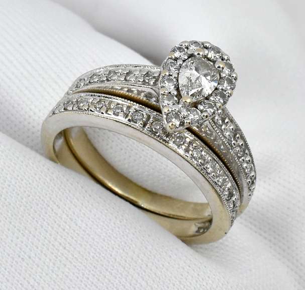 Contemporary Pear Shaped Diamond Wedding Set