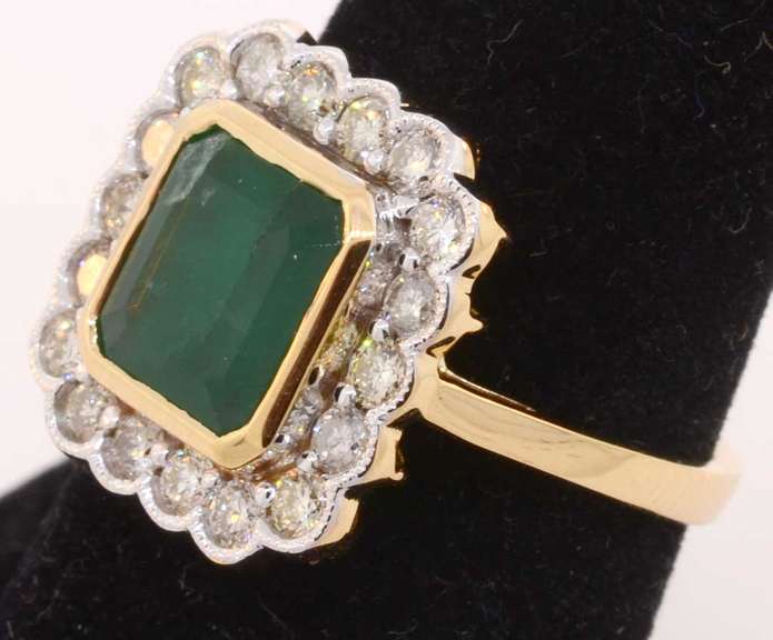 Blushing Emerald and Diamond Ring