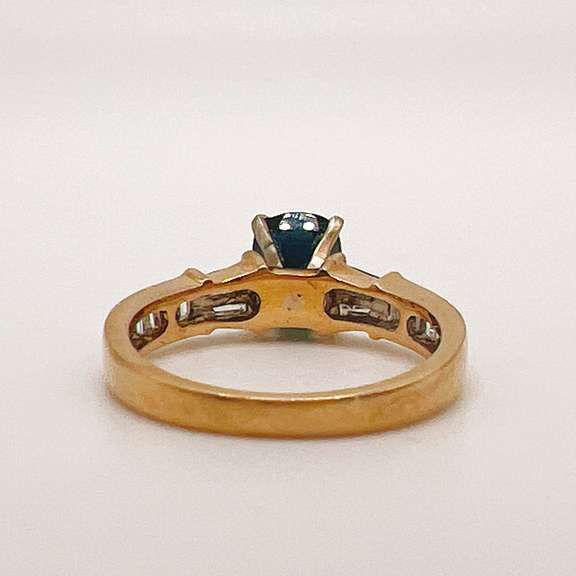 14kt Gold, Blue Sapphire, & Diamond Cocktail Ring