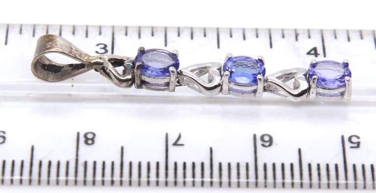 Sterling Silver Tanzanite Tennis Bracelet with Matching Pendant