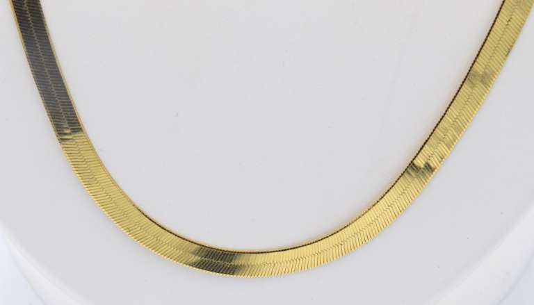 Vintage Italian Sterling Silver Herringbone Necklace
