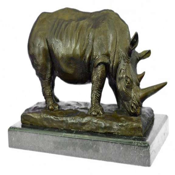 Ancient Endangered Rhinoceros Bronze Sculpture