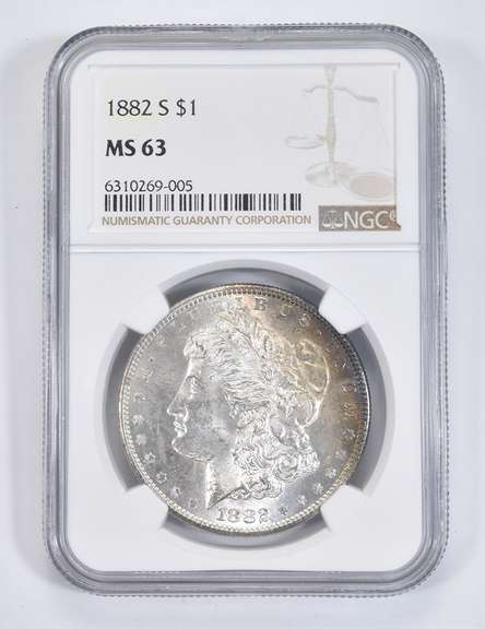 MS63 1882-S Morgan Silver Dollar - Graded NGC